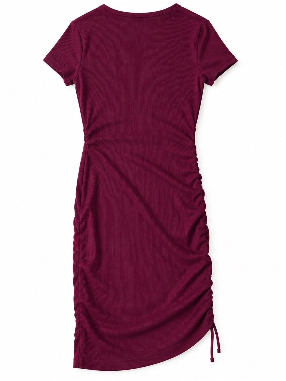 Eclipse Dark Raspberry-Burgundy Ribbed Cutout Mini Dress - Picture 2 of 2